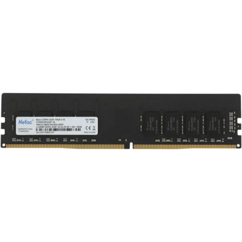 Оперативная память 16GB DDR4-3200 PC4-25600 Netac Basic, CL16 1.35V (NTBSD4P32SP-16)