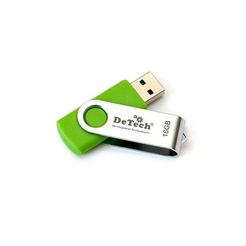 Флешка USB 16GB USB2.0 De Tech Swivel Green