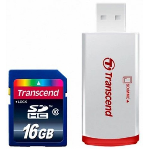 Карта памяти Transcend SDHC 16GB (Class 10) + USB reader