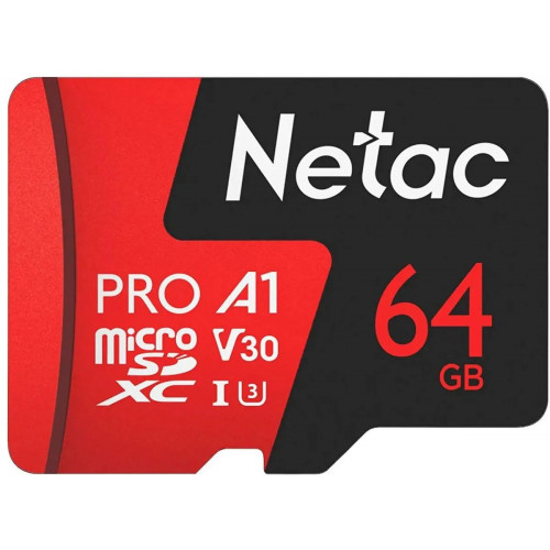 Карта памяти microSDHC Netac P500 Pro NT02P500Pro-064G- R 64GB (c SD адаптером) 100МВ/s