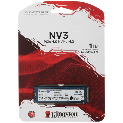 SSD KINGSTON NV3 1Тб (SNV3S/1000G) M.2(22x80mm), NVMe, PCIe 4.0 x4, 3D TLC